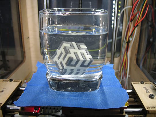 "Dissolving PVA Support on Hilbert Cube" by Tony Buser is licensed under CC BY-SA 2.0